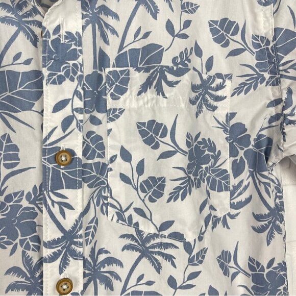 Tucker + Tate Short Sleeve Button Down Shirt blue white floral size large 10/12 - Picture 6 of 10